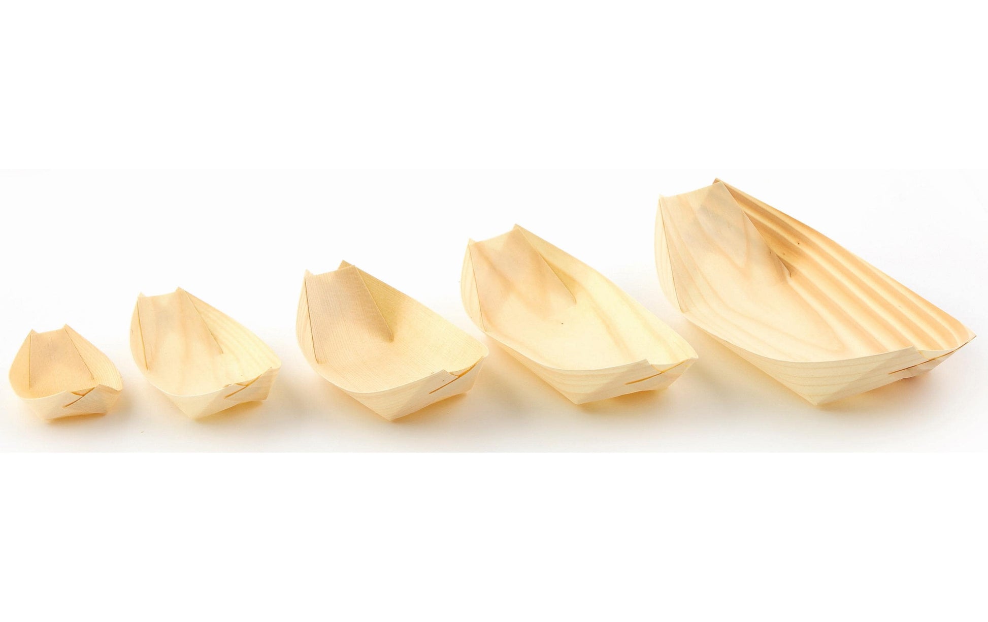 Sier Disposables Fingerfood-Schale, Holz (Kiefer), Bootform – 21,5 × 11 cm – FSC – 50 Stk.