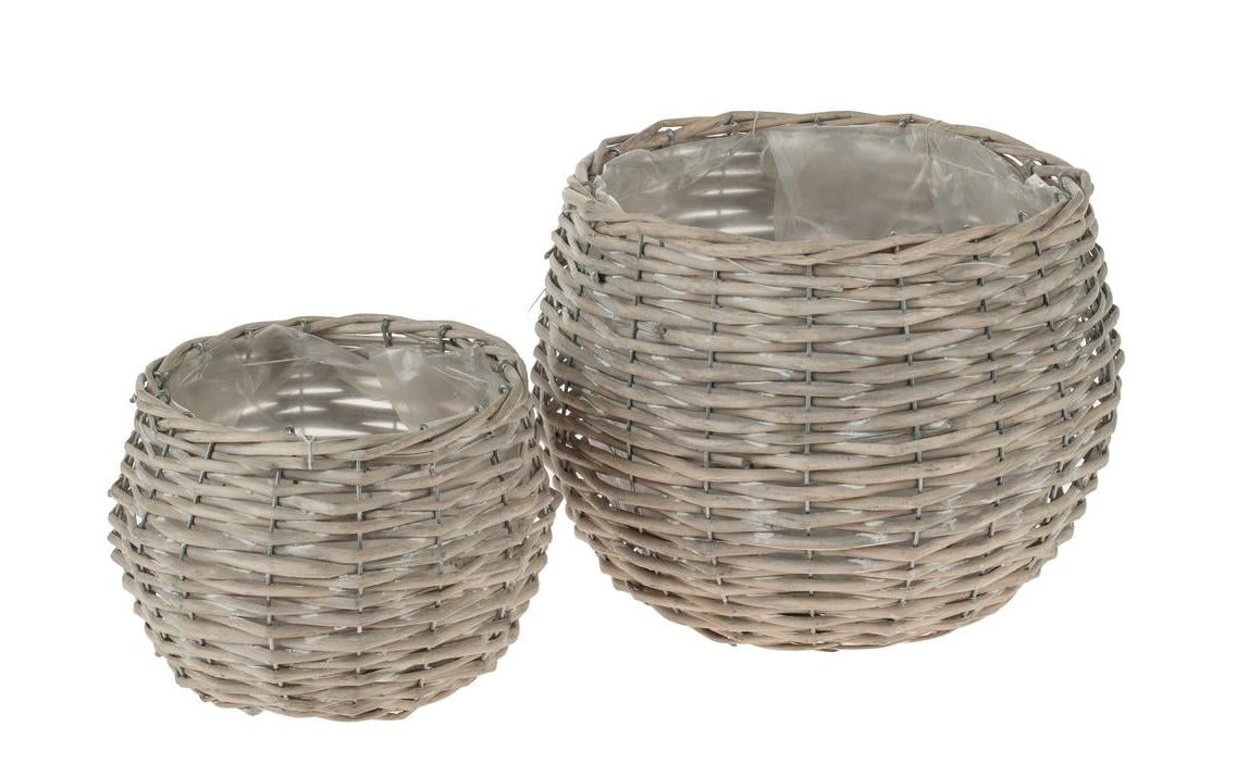 Opiflor Korb-Pflanzer – 2-teilig: Ø 23 × 21 cm & Ø 17 × 15 cm – Weide, mehrfarbig
