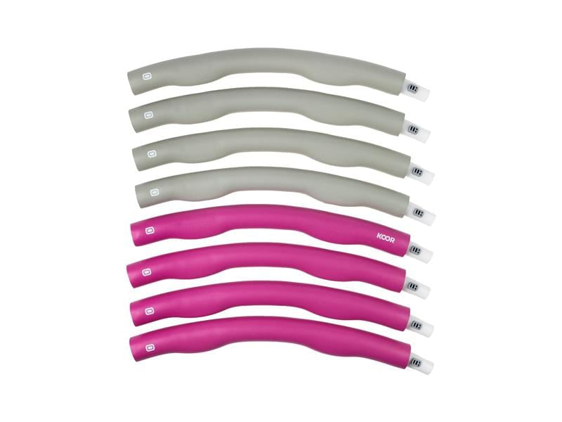KOOR Hula Hoop – Ø 100 cm – 1,5 kg, Rohr-Ø 3,5 cm, 8-teilig – zusammenklappbar – grau/pink