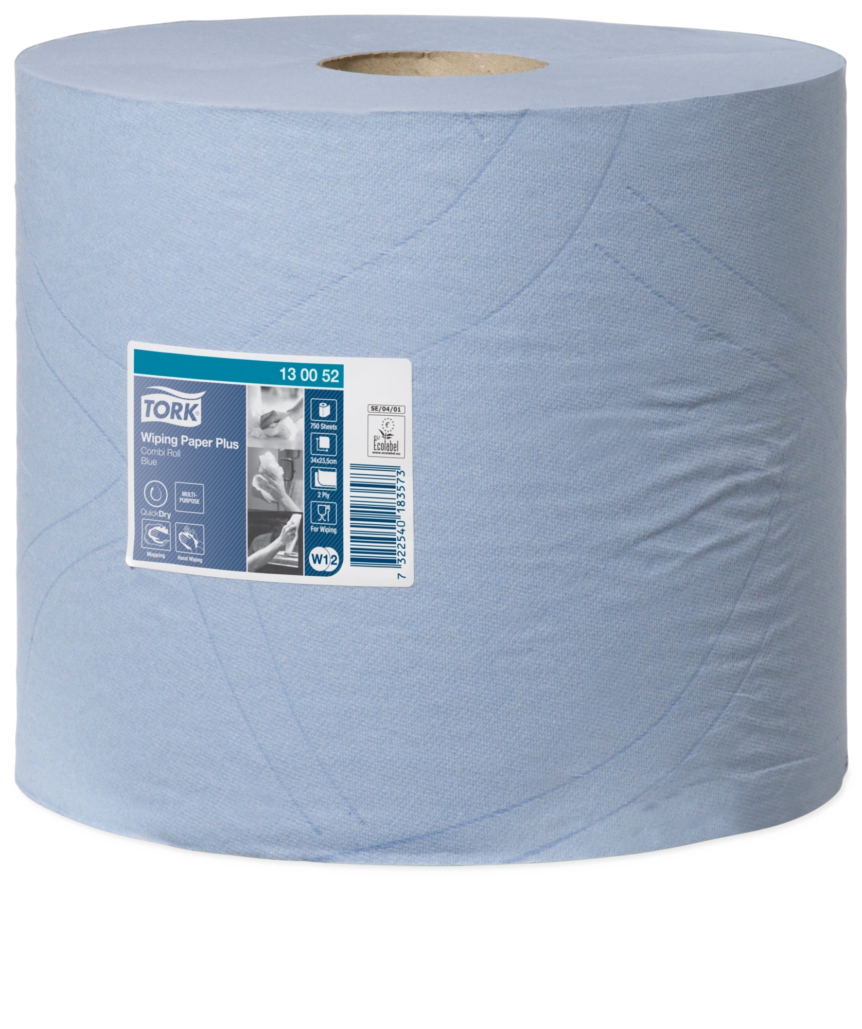 Tork Mehrzweck-Putzrolle – 2-lagig – 23,5 × 34 cm – 750 Blatt – blau – 2 Rollen