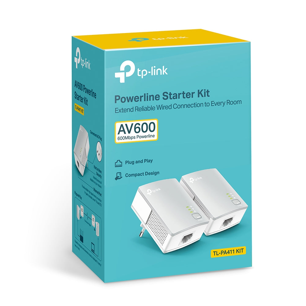 TP-Link TL-PA411 KIT – Powerline-Adapter – 500 Mbit/s, 1× RJ-45 (10/100 Mbit/s), Weiss, 2er-Set