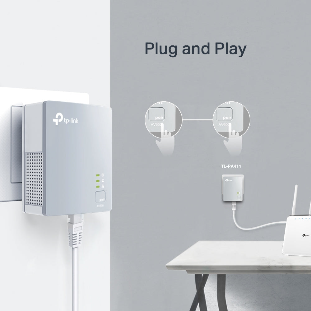 TP-Link TL-PA411 KIT – Powerline-Adapter – 500 Mbit/s, 1× RJ-45 (10/100 Mbit/s), Weiss, 2er-Set