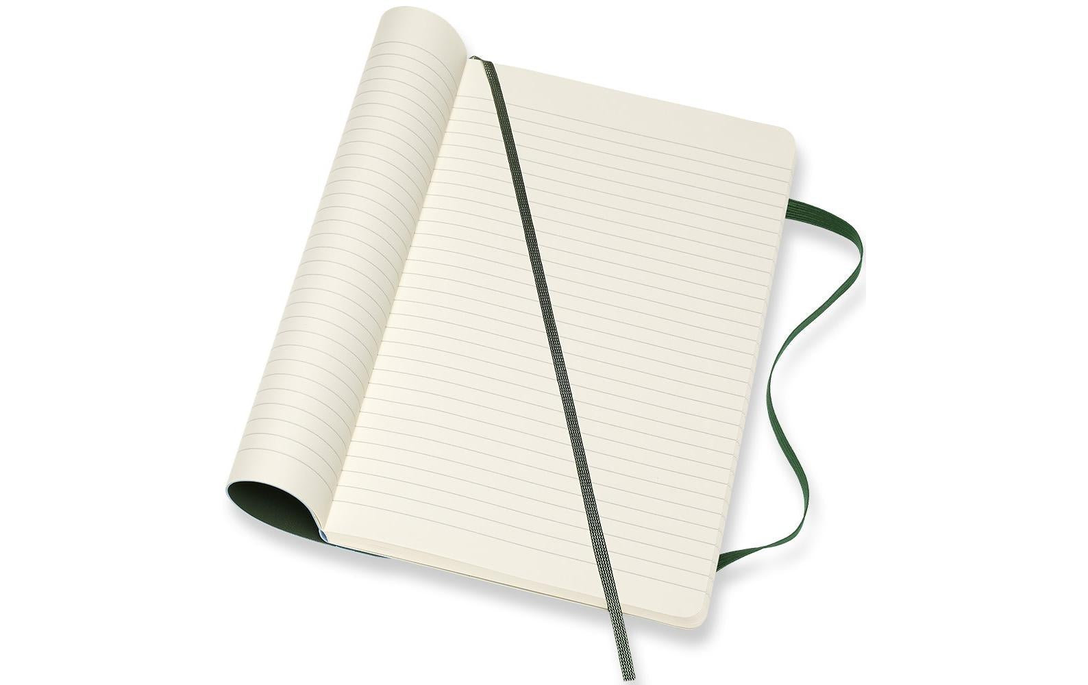 Moleskine Notizbuch A5, liniert, Fadenheftung, Softcover, 192 Seiten, 70 g/m² – grün