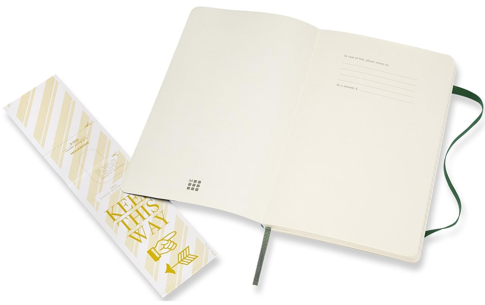 Moleskine Notizbuch A5, liniert, Fadenheftung, Softcover, 192 Seiten, 70 g/m² – grün