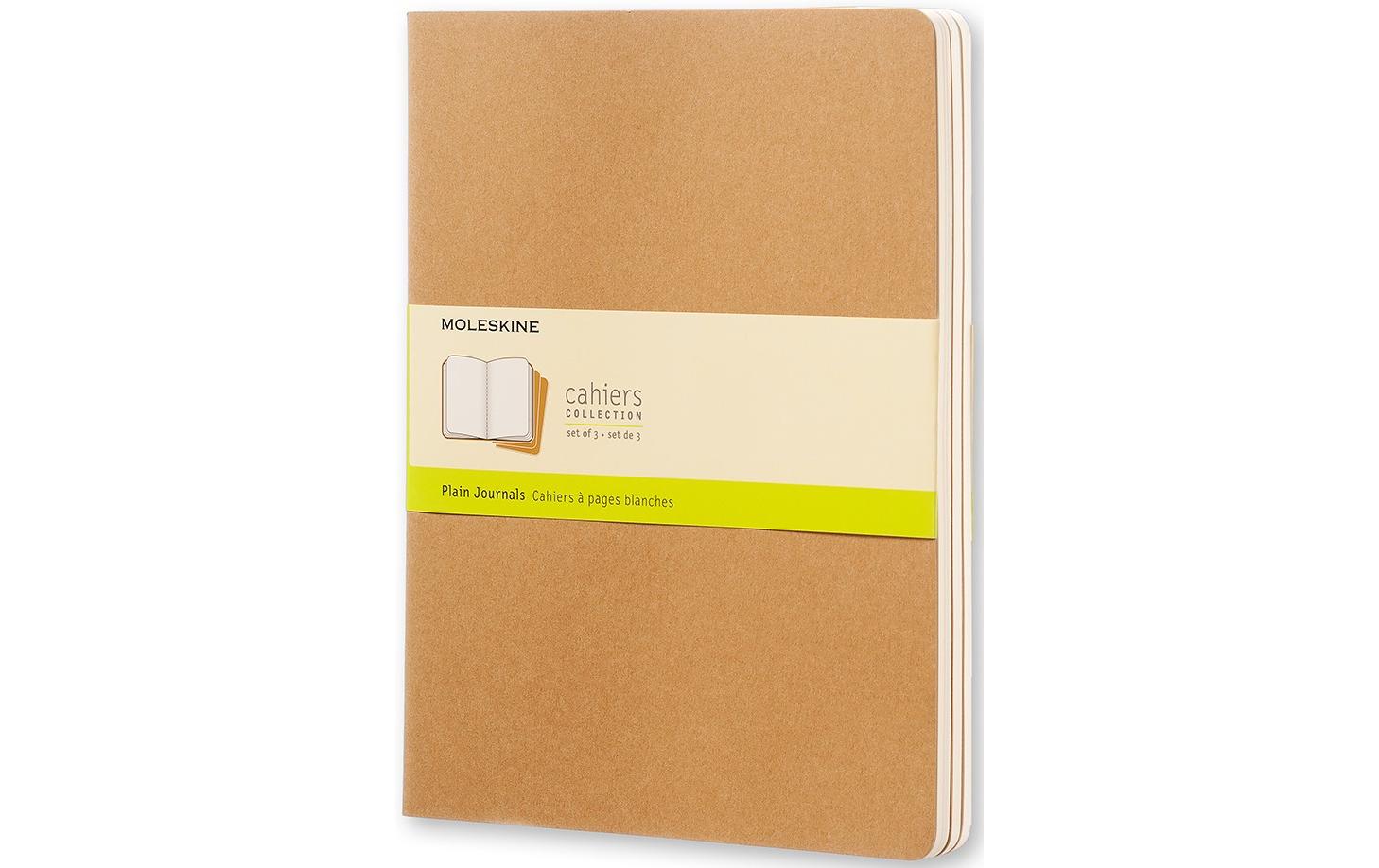 Moleskine Notizheft – 190 × 250 mm – 70 g/m² – Fadenheftung, perforiert, Innentasche – beige – 3 Stück