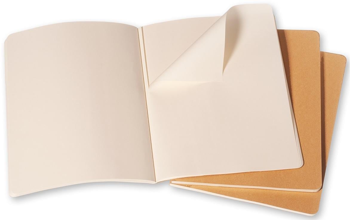 Moleskine Notizheft – 190 × 250 mm – 70 g/m² – Fadenheftung, perforiert, Innentasche – beige – 3 Stück