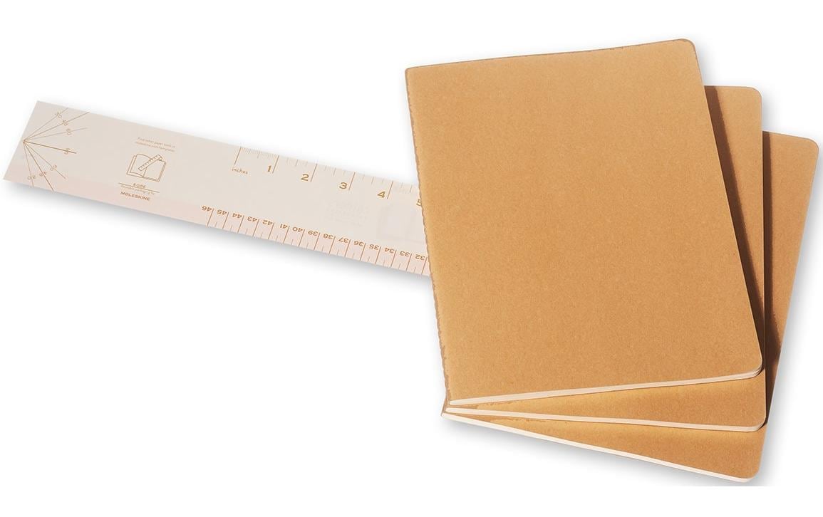 Moleskine Notizheft – 190 × 250 mm – 70 g/m² – Fadenheftung, perforiert, Innentasche – beige – 3 Stück