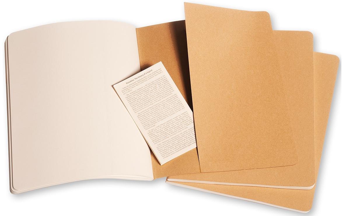 Moleskine Notizheft – 190 × 250 mm – 70 g/m² – Fadenheftung, perforiert, Innentasche – beige – 3 Stück