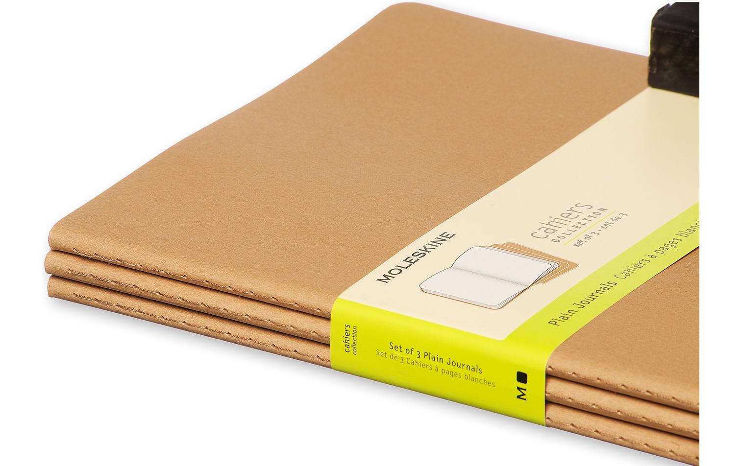 Moleskine Notizheft – 190 × 250 mm – 70 g/m² – Fadenheftung, perforiert, Innentasche – beige – 3 Stück
