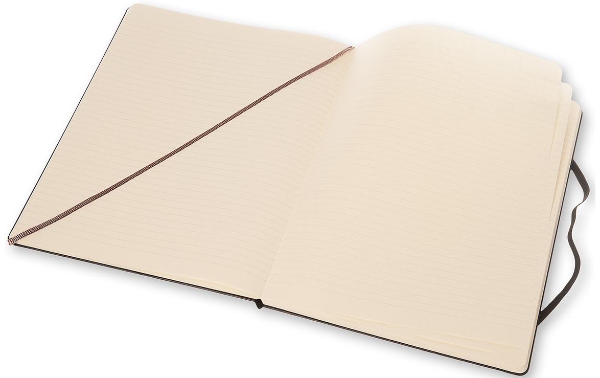 Moleskine Notizbuch, 190 × 250 mm, liniert, Fadenheftung, Hardcover, 192 Seiten, 70 g/m² – schwarz