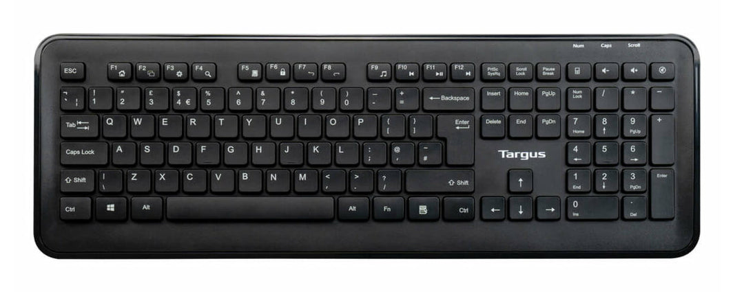 Targus Tastatur, kabellos (2,4 GHz), UK-Layout (EN), Fullsize (mit Ziffernblock)
