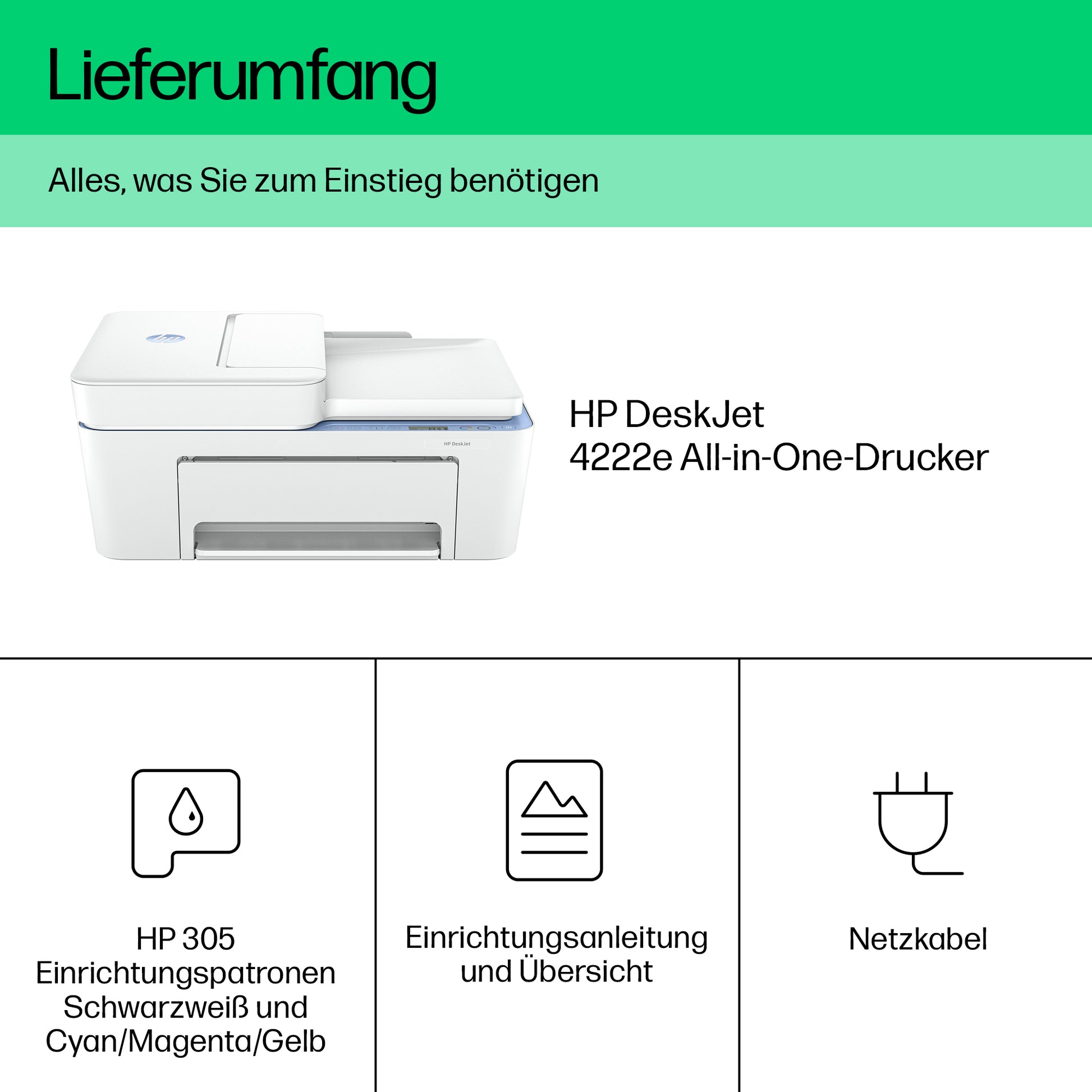 HP All-in-One – DeskJet 4222e, WLAN, Scanner & Kopierer