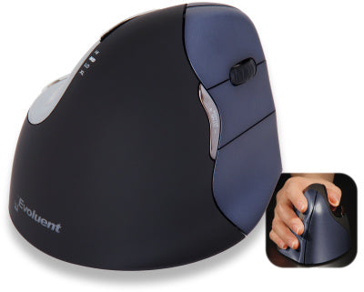 Evoluent Vertical Mouse4 WL Ergonomische Maus – kabellos, 2,4 GHz (USB-A), 6 Tasten, für Rechtshänder