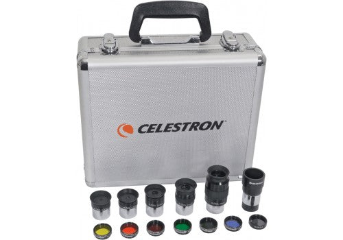 Celestron Okular- und Filterkit 1,25" – Okulare 6/8/13/17/32 mm, 2× Barlow, Filter 31,8 mm – für Teleskop