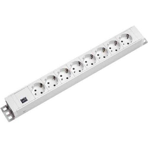 Bachmann 19" Steckdosenleiste, 1,5U, 8× Schuko (CEE 7/3, Typ F), 2,0 m, Stecker CEE 7/7