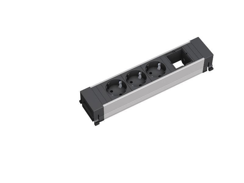 Bachmann Conference Top Frame Medium Einbau-Anschlussfeld 3×Schutzkontakt, 1×ABD – Wieland GST18 – Schwarz