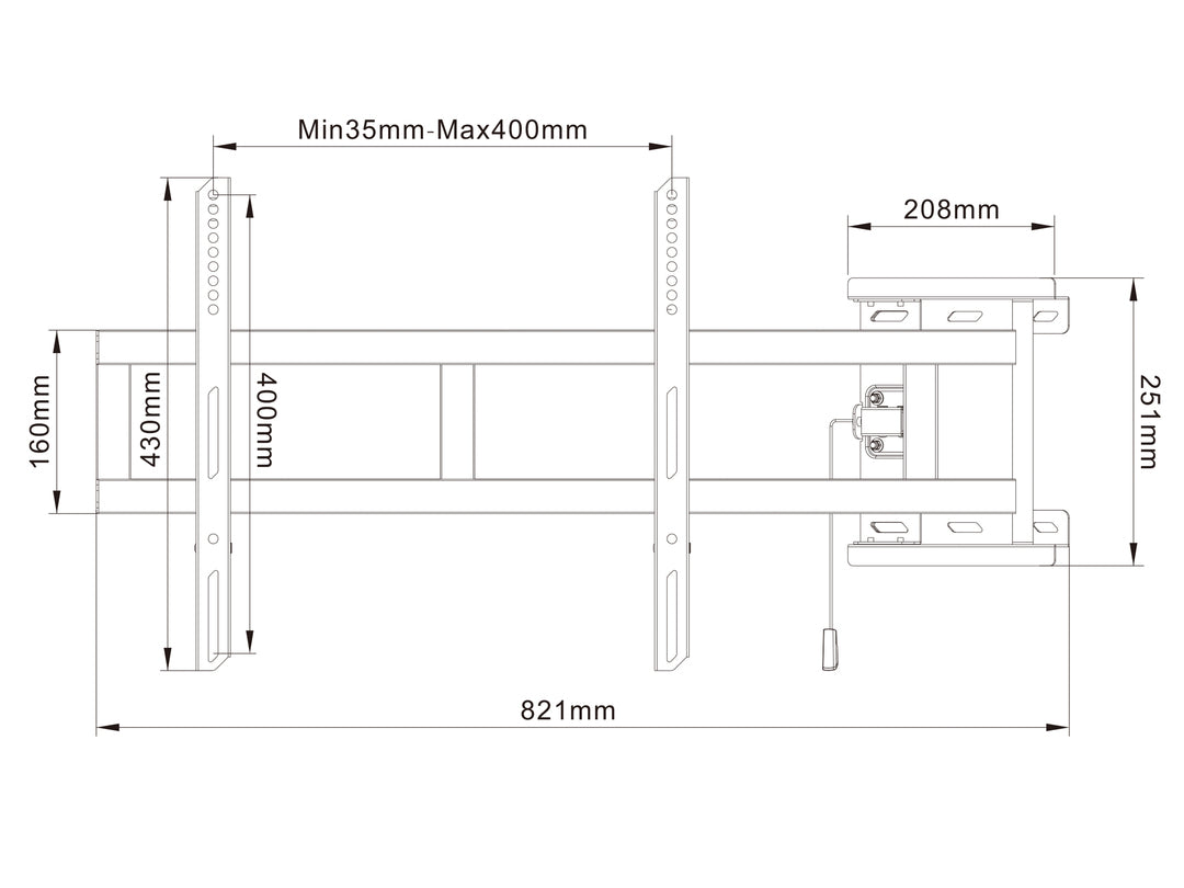 Multibrackets Wandhalterung, schwenkbar, für 46", VESA 400×400, bis 25 kg, Schwarz