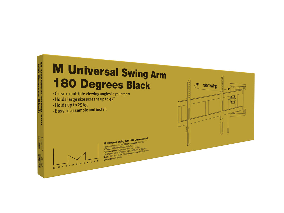 Multibrackets Wandhalterung, schwenkbar, für 46", VESA 400×400, bis 25 kg, Schwarz