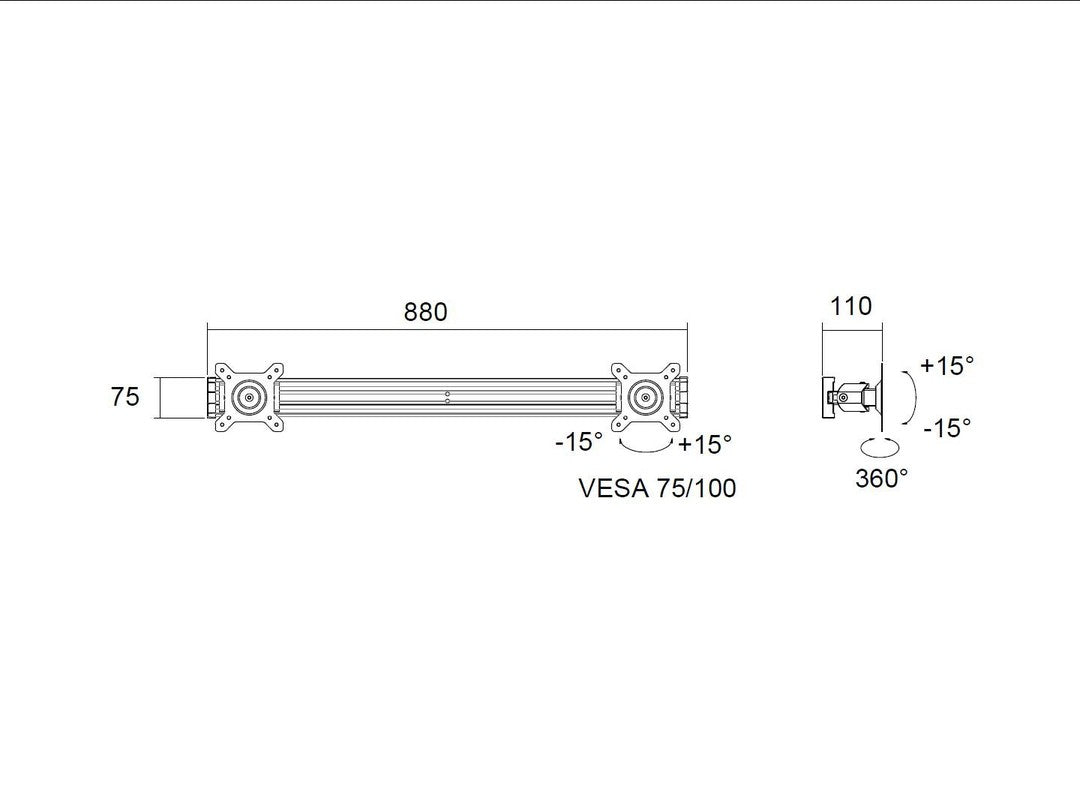 Multibrackets Expansion Dual S – Zubehör: Expansion Dual S – für M Serie, silber