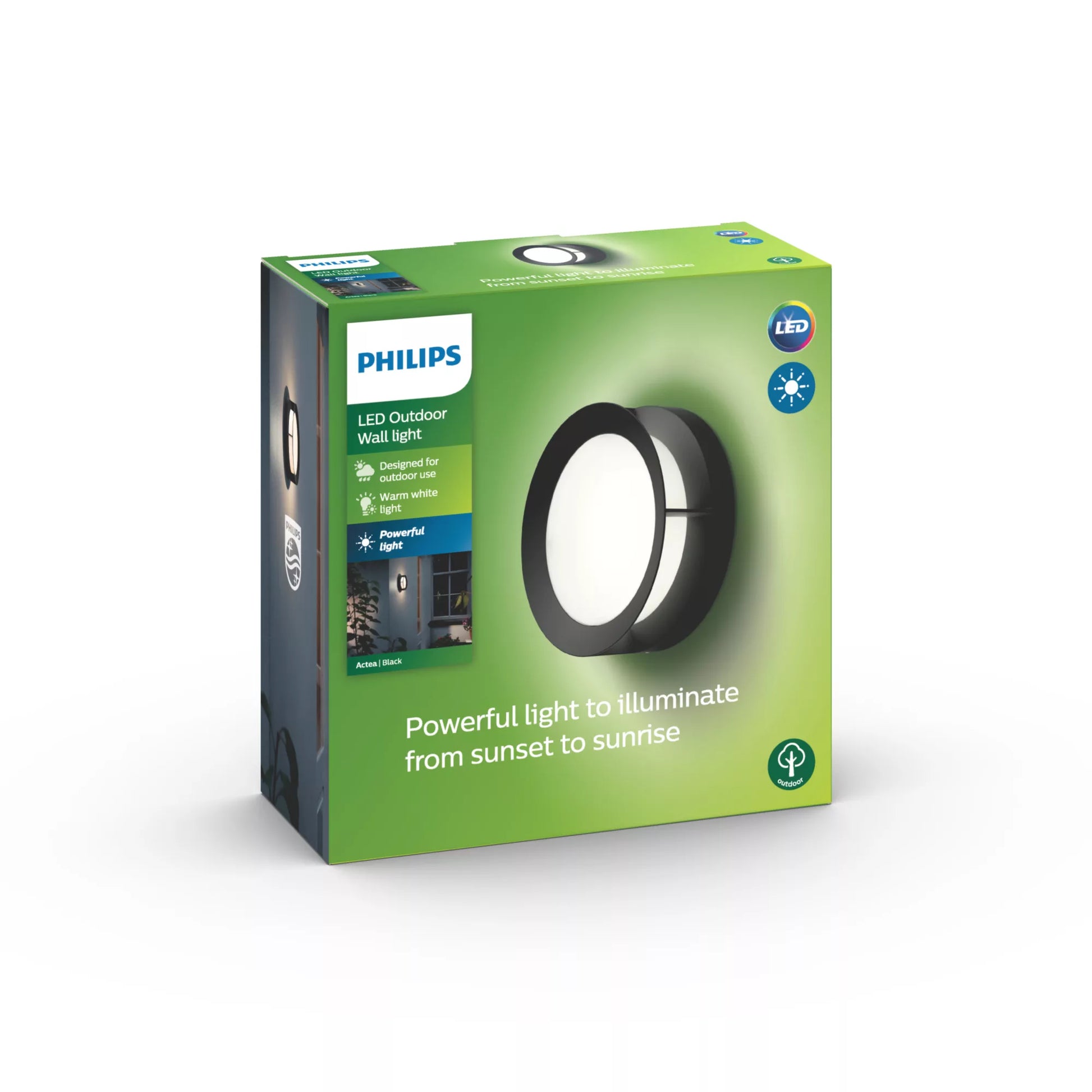 Philips by Signify Philips Aussenwandleuchte – 1200 lm, 12 W – Warmweiss, 2700 K – IP44 – Netzbetrieb – Schwarz – Aluminium