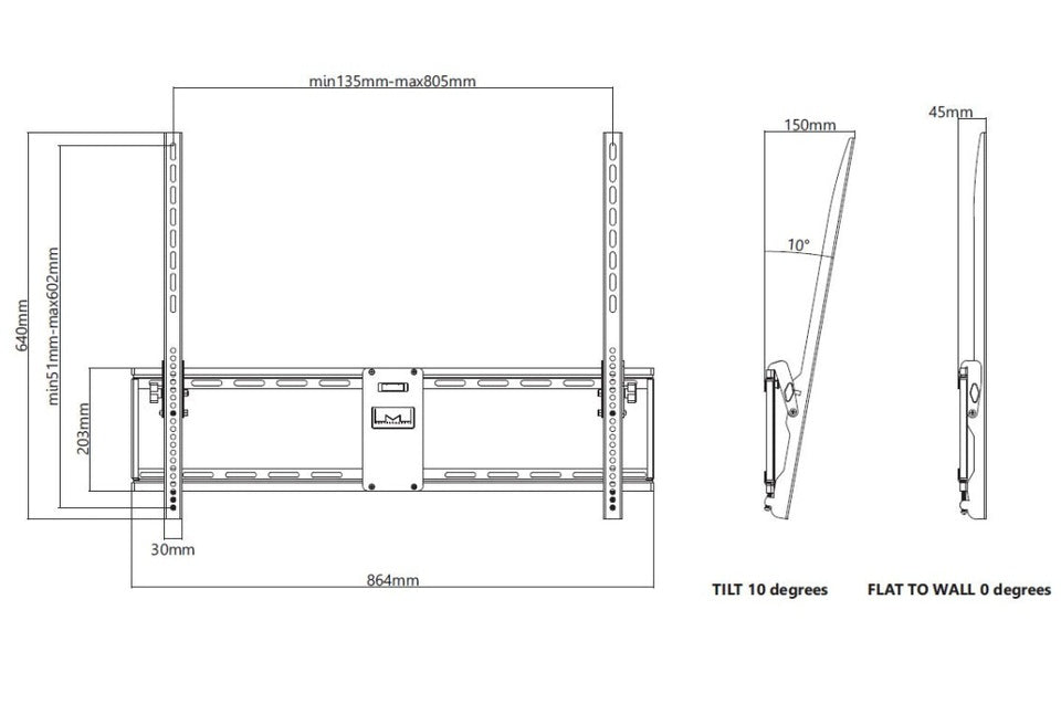 Multibrackets 4029 – Neigbare Wandhalterung für 55–75″, VESA 200×100–800×400, bis 75 kg, schwarz