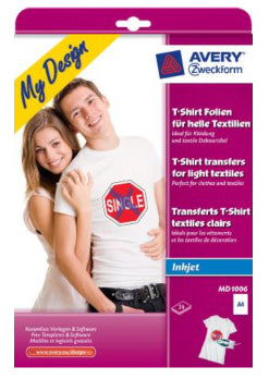 AVERY Zweckform Aufbügelfolie My Design – A4, Inkjet, für helle Textilien, 24 Blatt