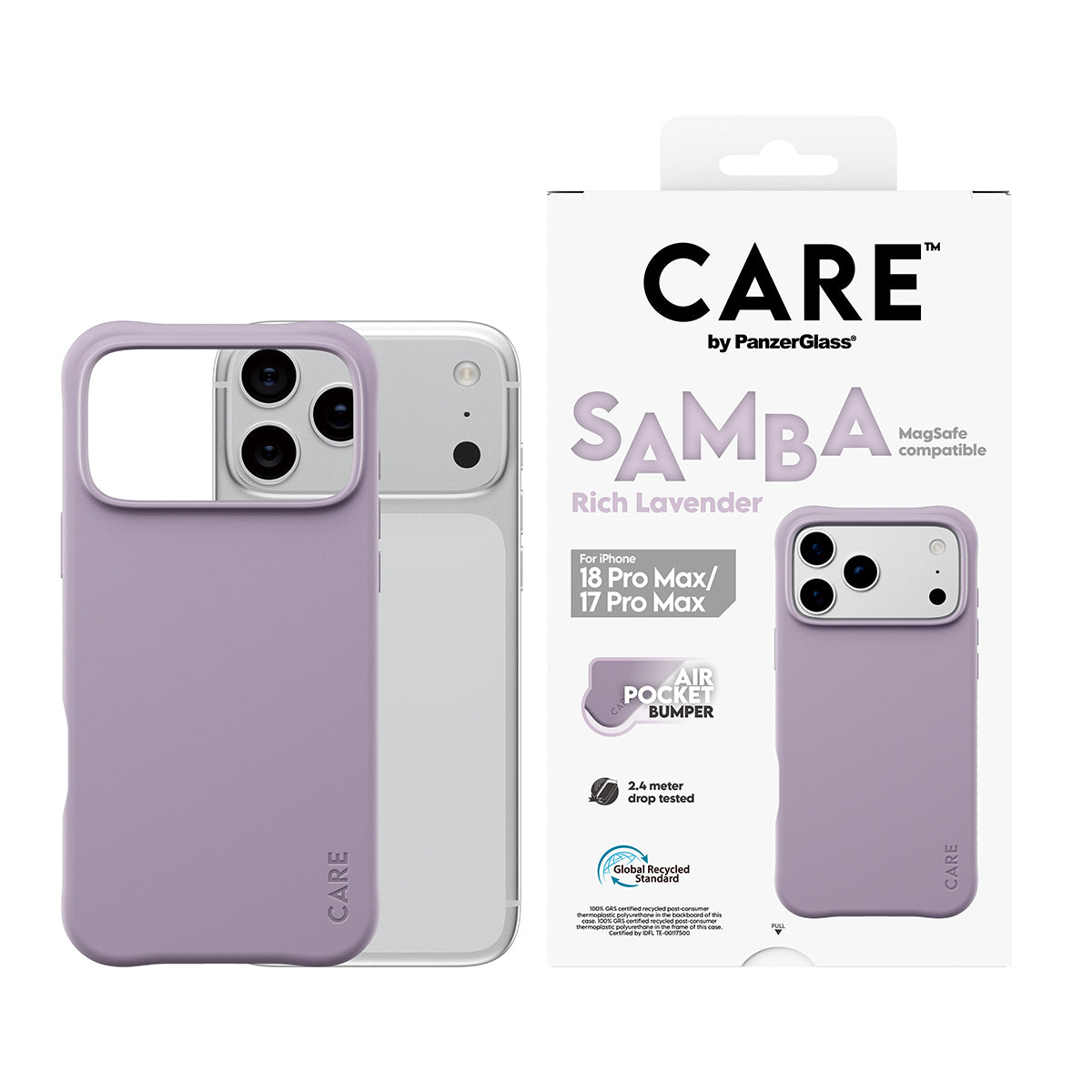 PanzerGlass CARE Samba – Backcover – für Apple iPhone 18 Pro Max / iPhone 17 Pro Max, TPU, Rich Lavender