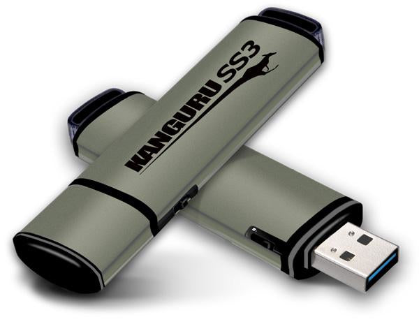 iStorage Kanguru SS3 USB-Stick 16 GB – USB-A 3.2 Gen 1, 105/78 MB/s, Schreibschutzschalter, mit Kappe