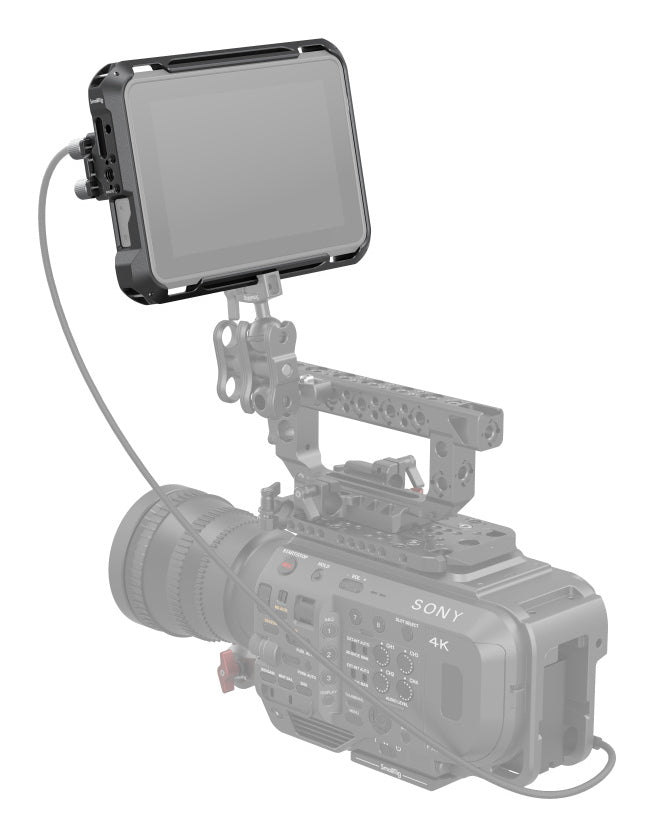 SmallRig 3456 Kamera-Monitorkäfig – Aluminium, 148 × 212 × 42,7 mm – für Atomos Shinobi 7 – Schwarz