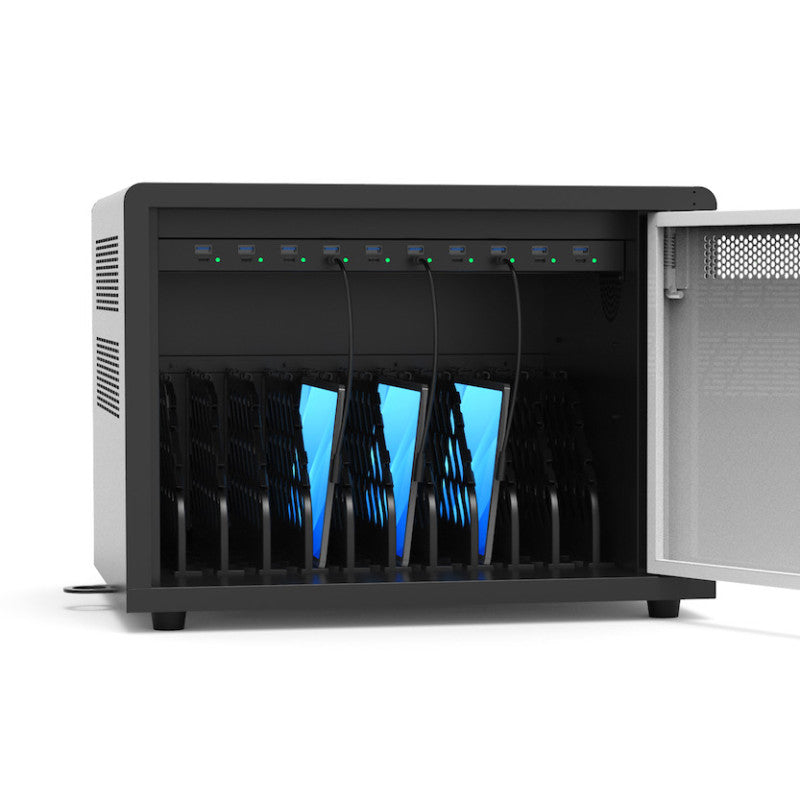 Port Designs 903002 Multi-Bay Ladegerät 10× – USB-C×10, USB-A×10, PD 45 W – für 10 Geräte