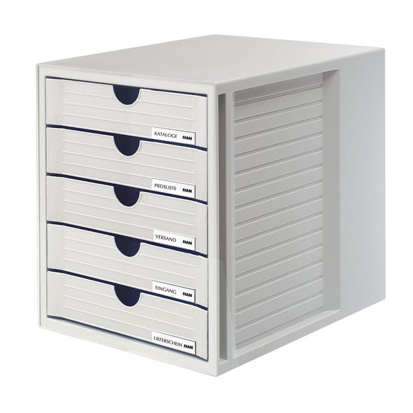 HAN Schubladenelement SYSTEMBOX – 5 Schubladen – für C4 – Polystyrol – lichtgrau – 275 × 330 × 320 mm