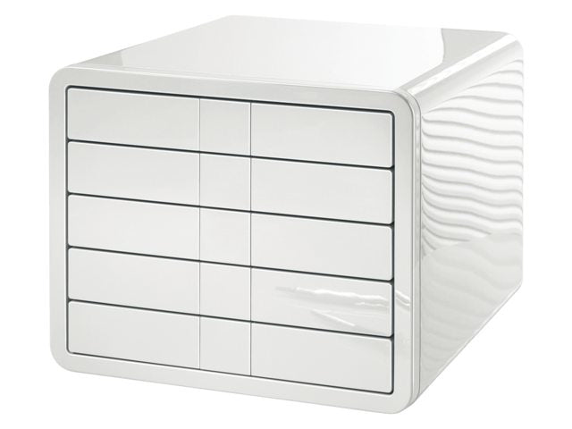 HAN i-Box Schubladenelement – 5 Schubladen, für C4, mit Auszugssperre, Weiss, ABS, B 295 × H 247 × T 355 mm
