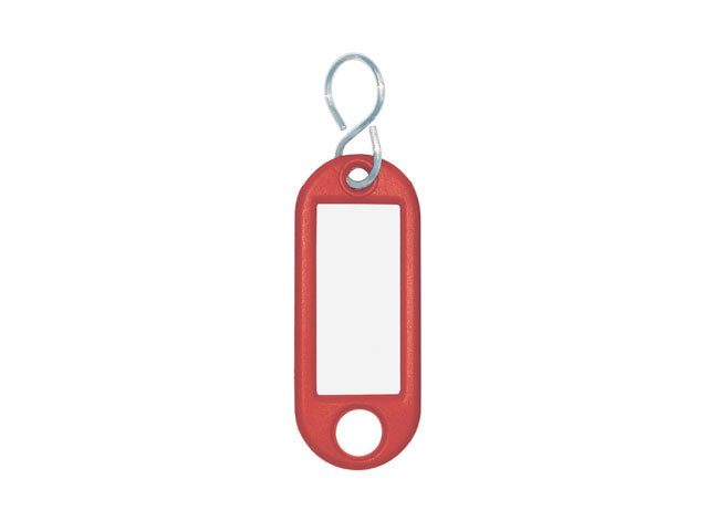 Wedo Schlüsselschild mit S-Haken – rot, 10 Stk., Kunststoff, B 21 × H 53 × T 3 mm
