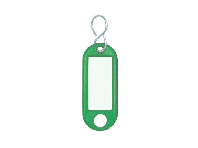 Wedo Schlüsselschild mit S-Haken – Grün, Kunststoff, B 21 × H 53 × T 3 mm, 10 Stk.