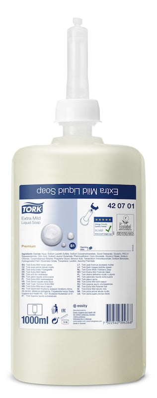 Tork Flüssigseife Premium S1, 1 L, weiss, 9,2 × 24 × 9,2 cm, 6 Stück