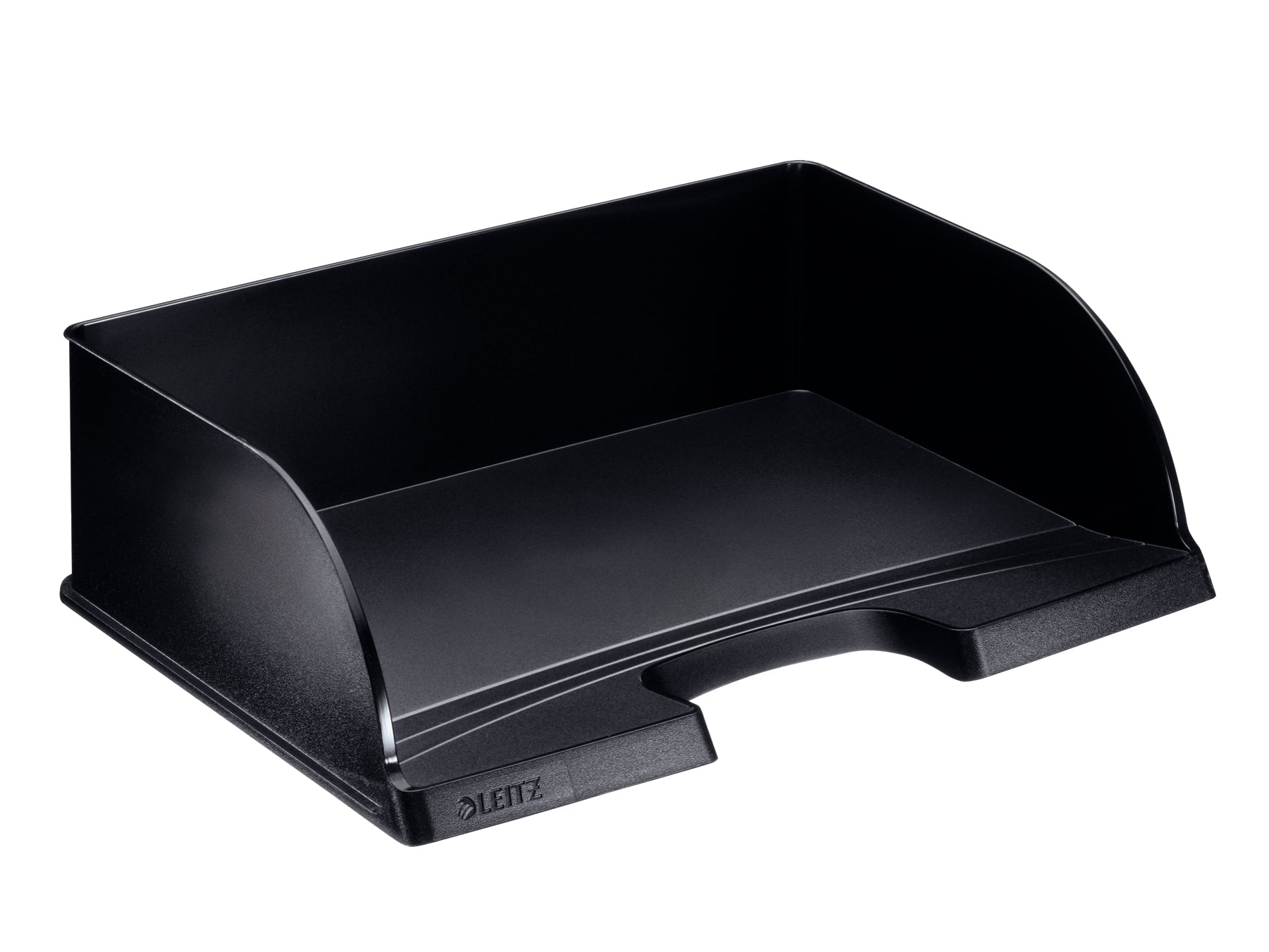 Leitz Briefkorb – mit Griffausschnitt, mit Beschriftungsfeld, matt, schwarz, B 363 × H 103 × T 273 mm