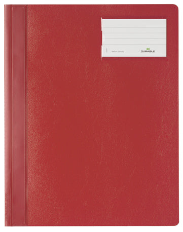 Durable Schnellhefter für A4, PVC, Rot – mit Sichttasche, Beschriftungsstreifen – 1 Stück
