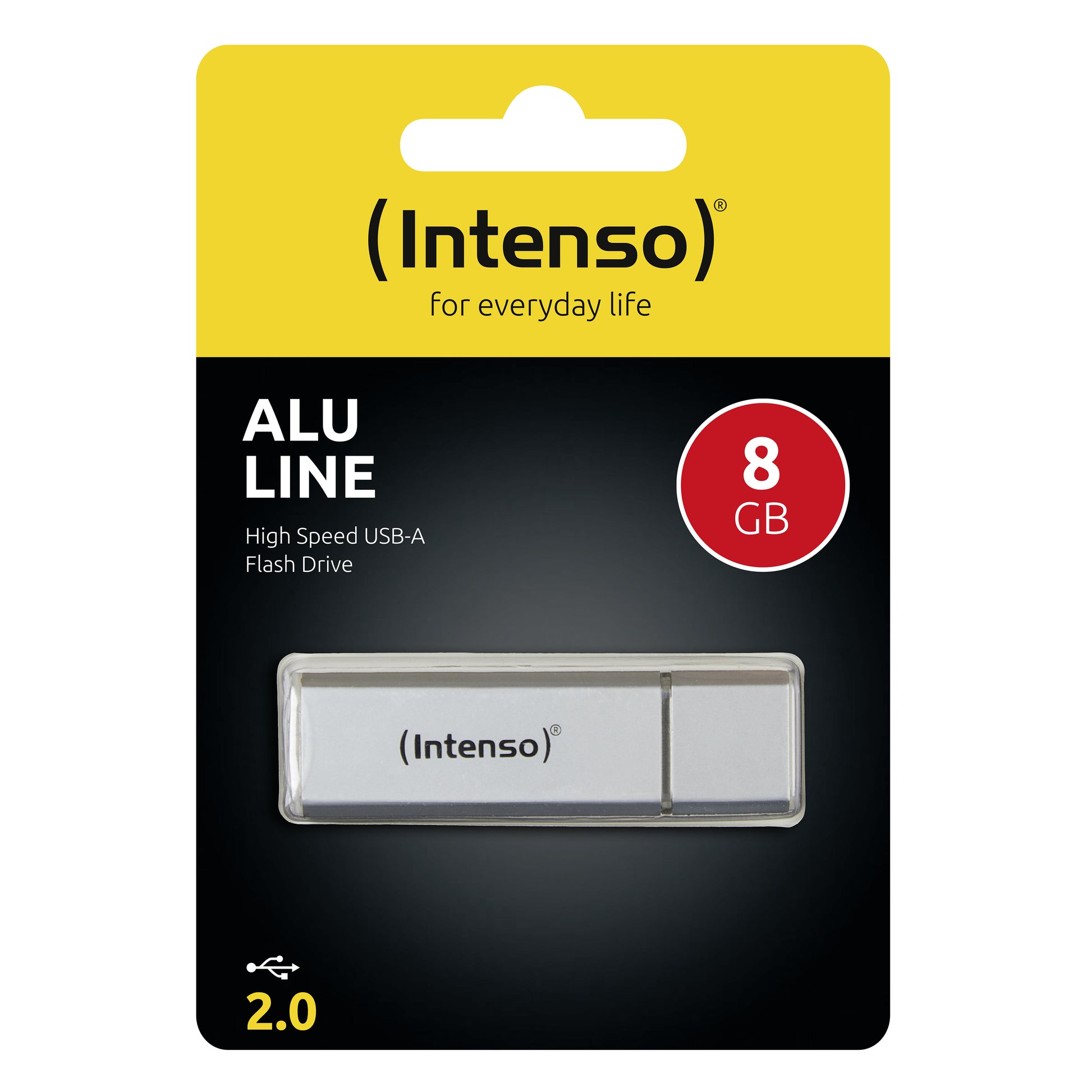 Intenso Alu Line – 8 GB USB-Stick, USB 2.0, Aluminiumgehäuse, Silber, für Windows/Mac/Linux