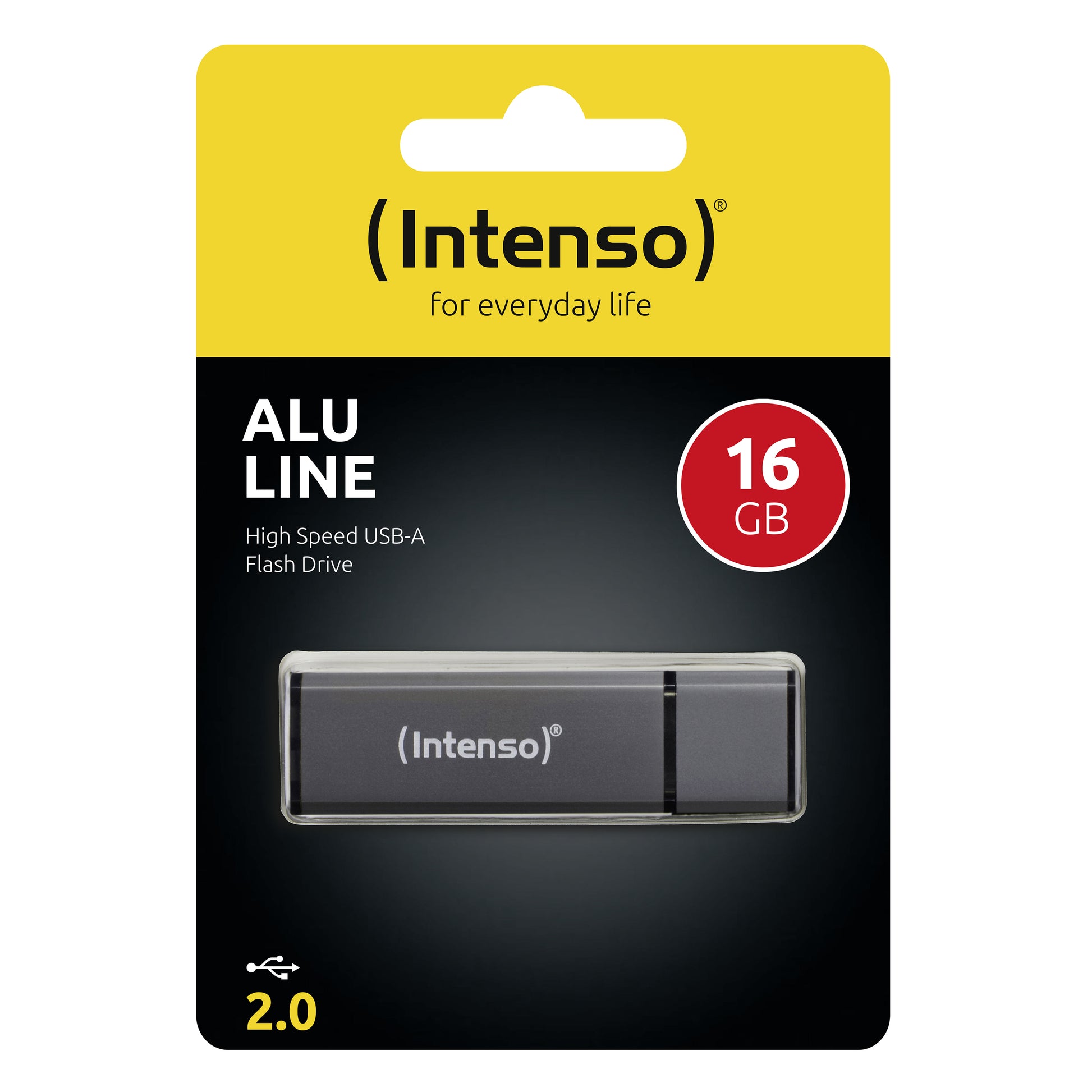 Intenso Alu Line – 16 GB USB-Stick, USB 2.0, USB Typ-A, Aluminiumgehäuse, Anthrazit