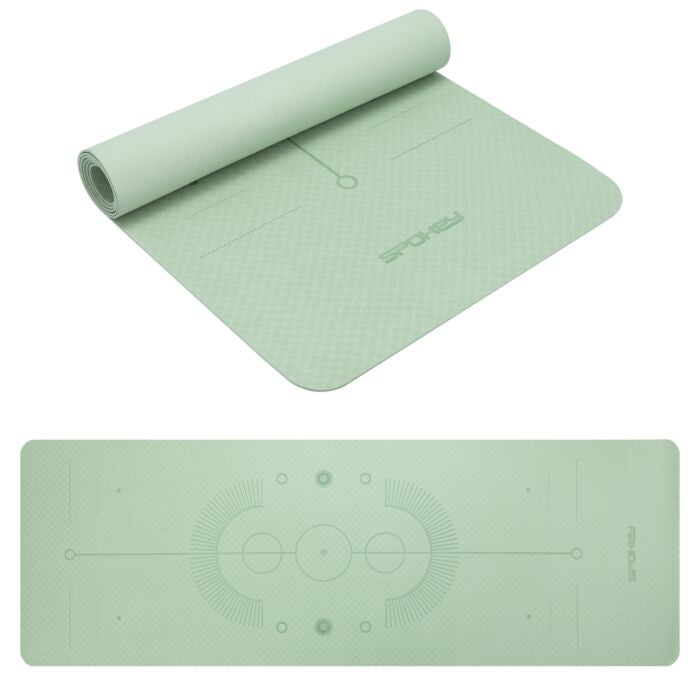 Spokey Fitnessmatte Mandala – rutschfest – 160 × 61 × 0,4 cm – grün – TPE