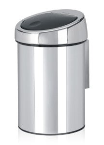 Brabantia Kosmetikeimer Touch Bin – 3 l – Edelstahl, rund – mit Innenkübel – Wandmontage