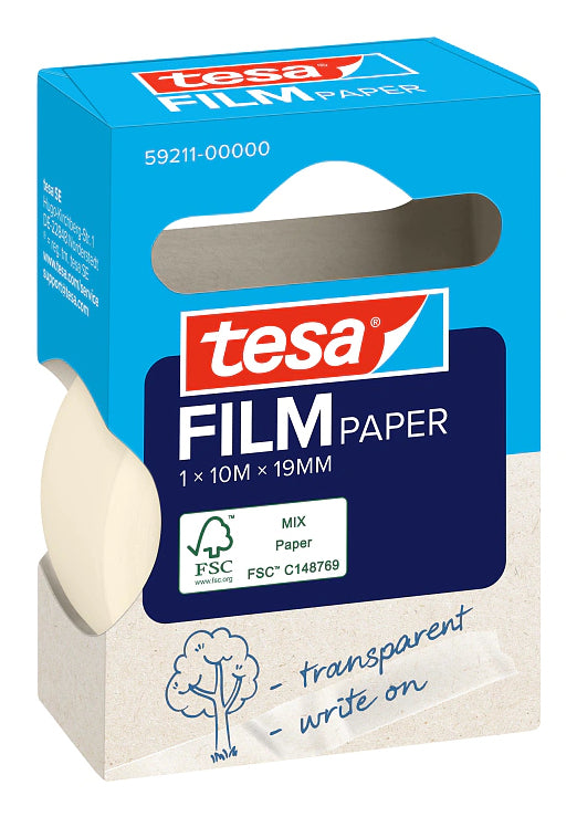 TESA Büro-Klebeband – permanent, klar, Papier, 19 mm × 10 m, 1 Rolle