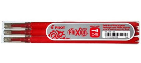 Pilot Rollerpatronen FriXion – rot, 0,5 mm, löschbar, geruchsarm, 3 Stk.