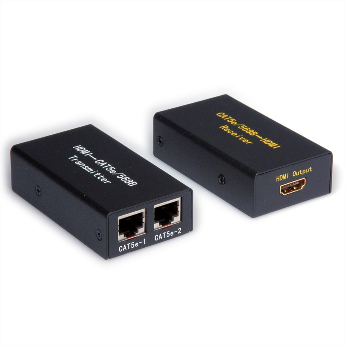 VALUE HDMI-Extender-Set über Cat5e, 2× RJ-45, HDMI 1.3, 1080p@60 Hz, 30 m, HDCP, Schwarz