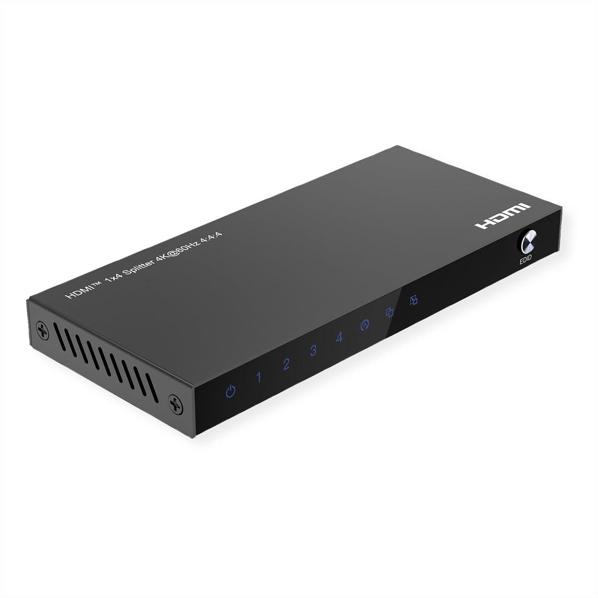 VALUE HDMI-Splitter, 1× HDMI Eingang / 4× HDMI Ausgänge, 4K@60 Hz, HDR, HDCP 2.2, EDID, Schwarz
