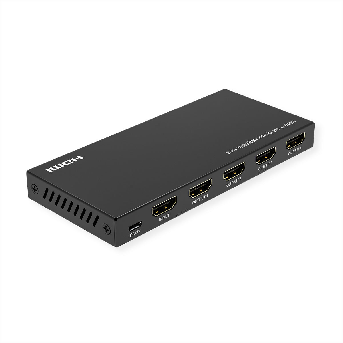 VALUE HDMI-Splitter, 1× HDMI Eingang / 4× HDMI Ausgänge, 4K@60 Hz, HDR, HDCP 2.2, EDID, Schwarz