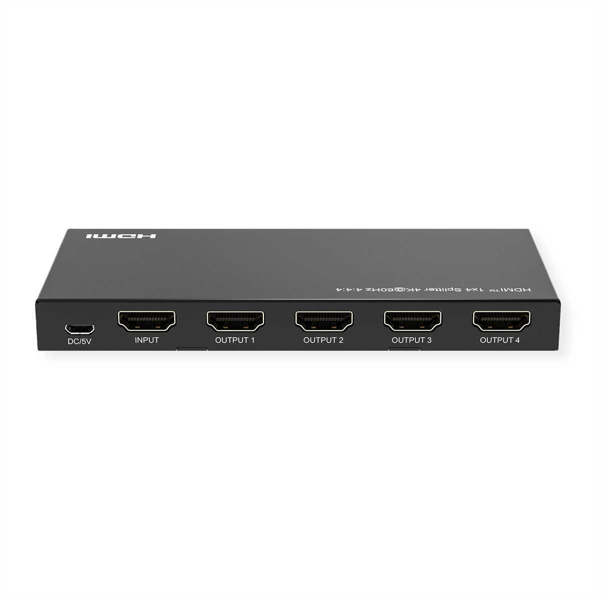 VALUE HDMI-Splitter, 1× HDMI Eingang / 4× HDMI Ausgänge, 4K@60 Hz, HDR, HDCP 2.2, EDID, Schwarz