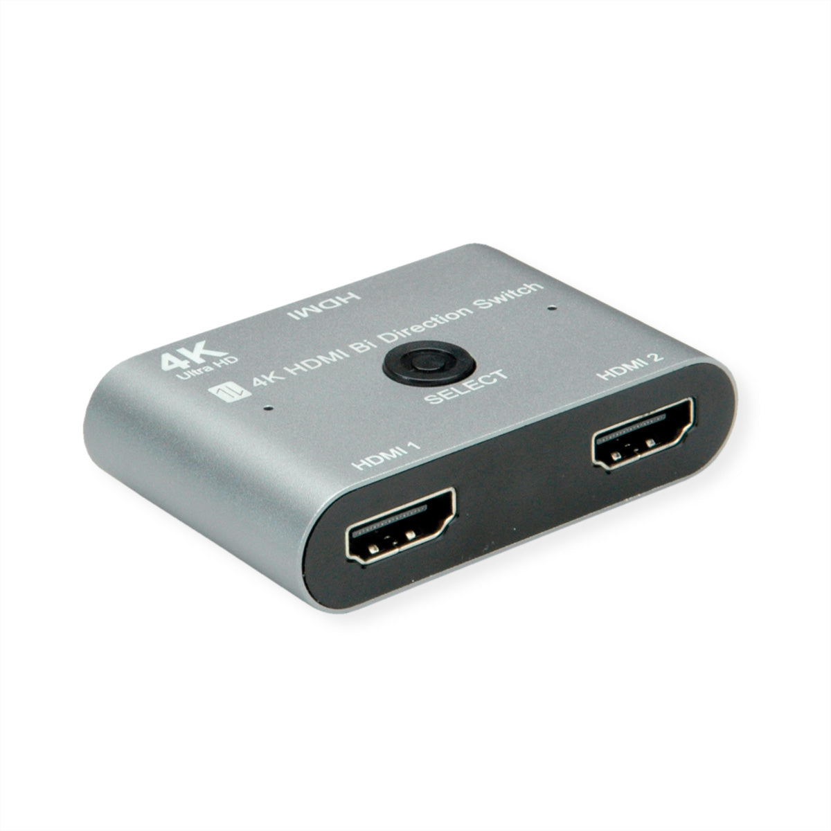 VALUE HDMI Switch, 2× HDMI In / 1× HDMI Out, 4K@60 Hz, bidirektional, HDR, Schwarz/Silber