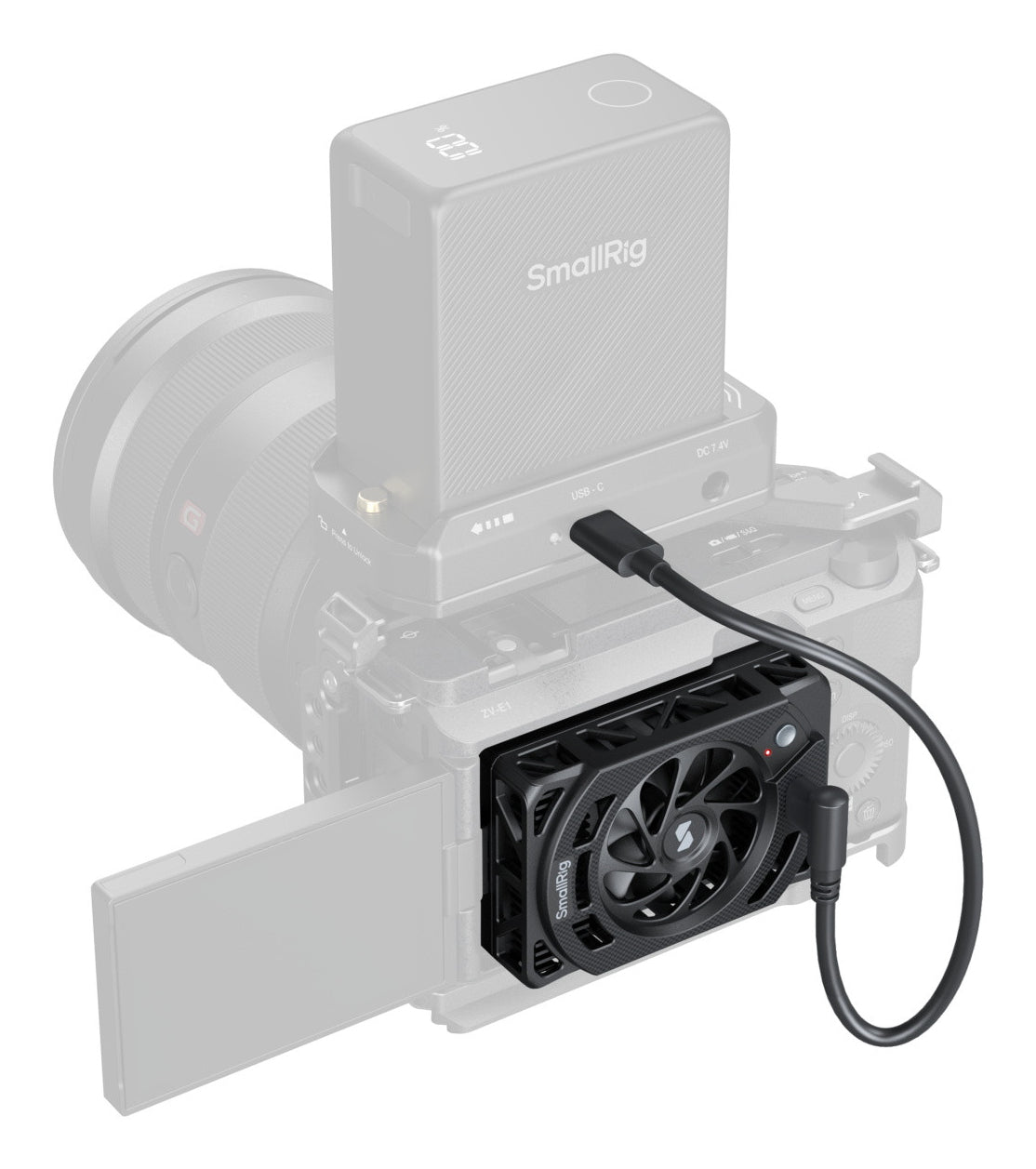SmallRig 5152 Kühlgebläse – 75 × 21,6 × 51,9 mm – für ZV‑E1, ZV‑E10 II, ZV‑E10 und andere – Schwarz