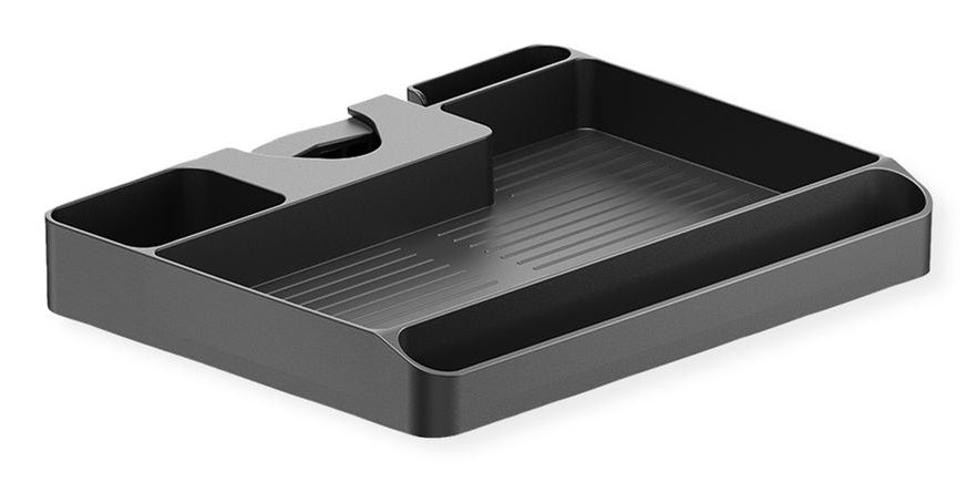 VALUE AV-Wandregal (Stangenmontage) – 1 Regal, bis 3 kg, Kabelmanagement – für Stangen 30–48 mm – Schwarz
